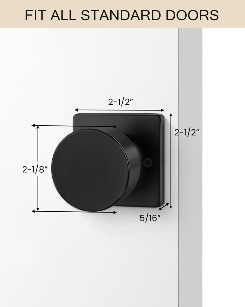 2 Pieces Black Dummy Door Knobs, Inactive Half Dummy Door Knob No-Turning Dummy Closet Door Knobs