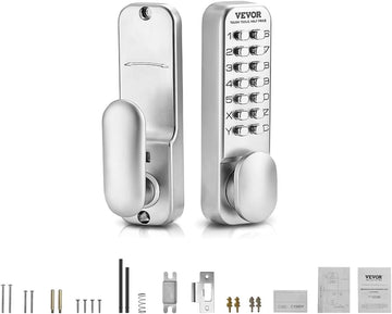 Mechanical Keyless Entry Door Lock, 14 Key Mechanical Door Lock, Mechanical Keypad Door Knob, Single-Side Stainless