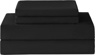 King Sheets Set Cooling Deep Pocket Bed Sheet Sets, Black Soft Microfiber Oeko-Tex Hypoallergenic Sheets &