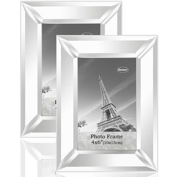 Mirrored Picture Frame 4x6 inch 2 piece Pack Decoration Wall Hang or Tabletop Display