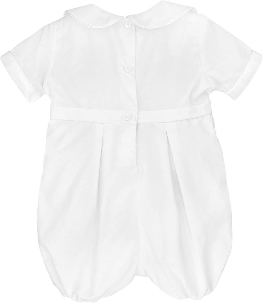 Baby Boys' Hand-Embroidered Cross Christening Romper