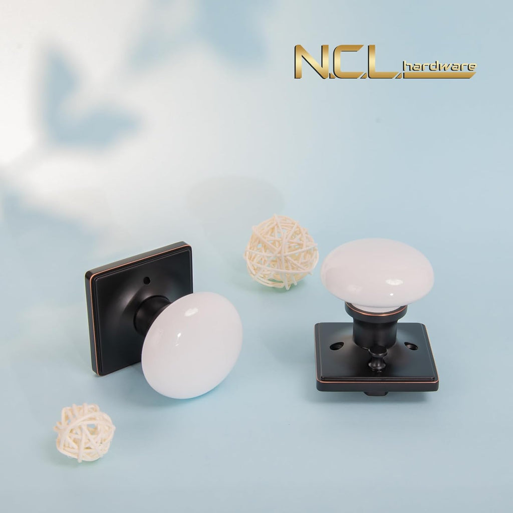 White Door Knobs, Door Knob Interior, Porcelain Square Door Levers, Oil Rub Bronze Privacy Door Handles, Door