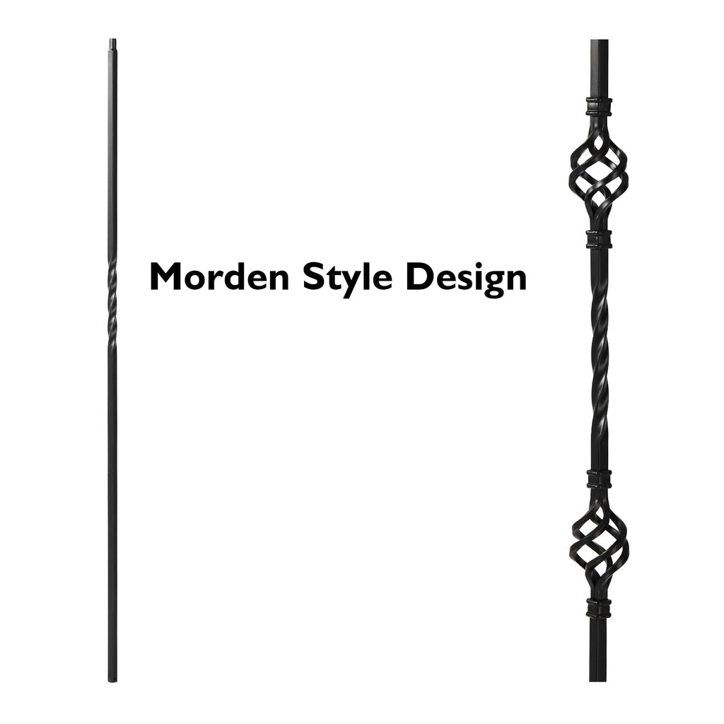 Balusters for Staircase Interior - Stair Spindles, Banister, Hollow, 1/2inch x 44inch, Single Basket, Double Basket