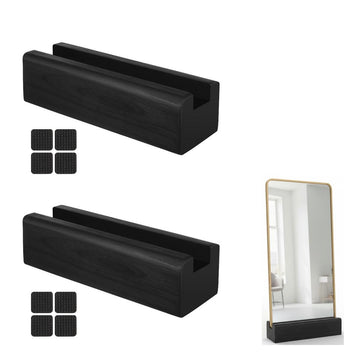 2PCS Wooden Floor Mirror Stand Anti Slip Base for Full Length Mirrors, Floor Mirror Stand Stable Support Holder