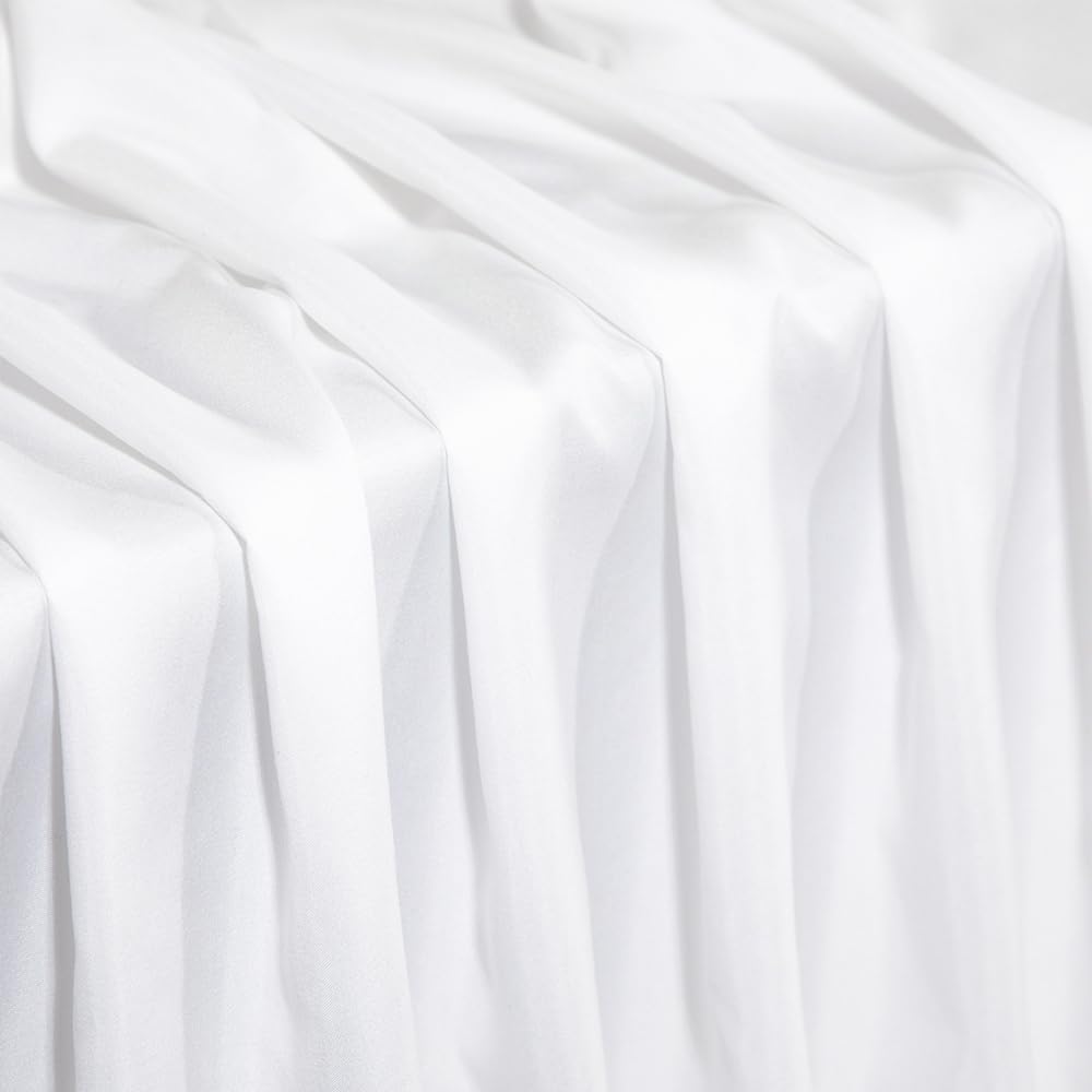 White Microfiber Fabric by The Yard for Sewing Lining, 56" Wide (1 Yard)