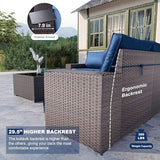 6-Piece Wicker Outdoor Patio Furniture Set | Navy Blue for Patio, Garden & Porch