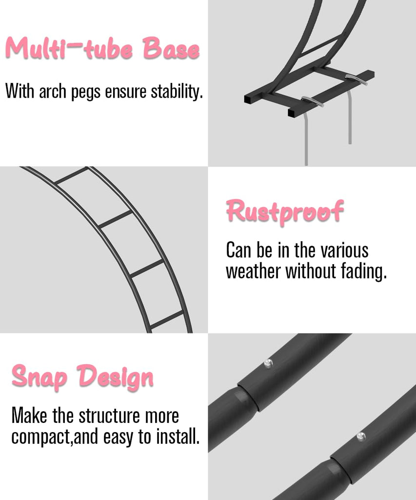 Metal 8Ft Wide 7Ft High, Wedding Arch Frame for Wedding Decorations, Balloon Arch Stand with Base for Ceremony
