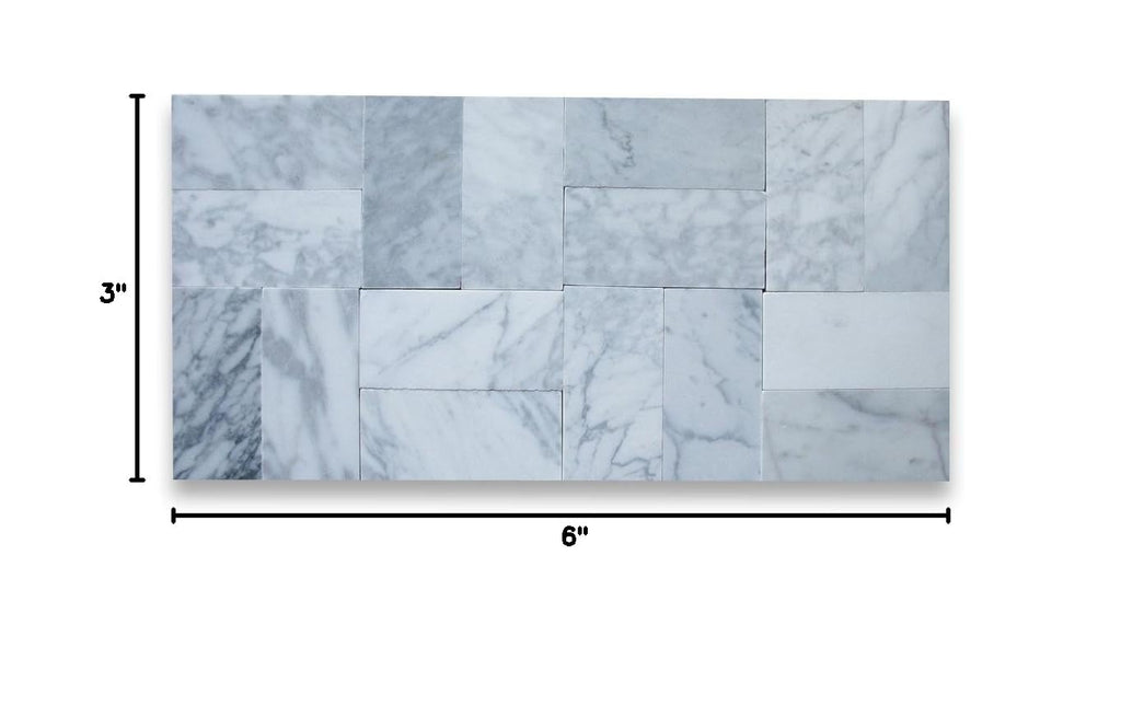 White Italian Carrera Marble Subway Tile 3 x 6 Honed