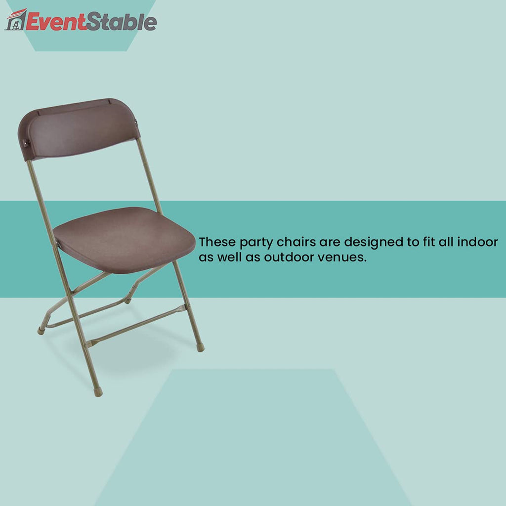 TitanPRO Stackable Plastic Folding Chair, Brown, 10-Pack