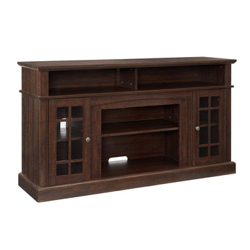 Traditional 58'' TV Console, Entertainment Center Table with Open Shelves and Farmhouse Glass Door Media TV Cabinet