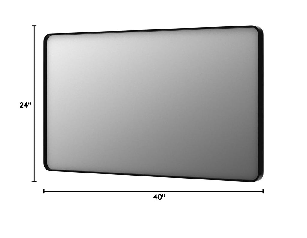 40x24 Inch Black Bathroom Mirror Metal Framed