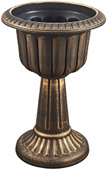 Small Gold Plastic Pedestal Planter, 23 Inches High, Garden Decor, Wedding Decor