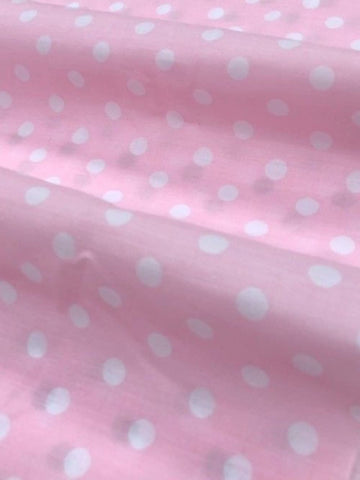 58/60 inch Pink/White Dot Broadcloth Fabric by The Yard