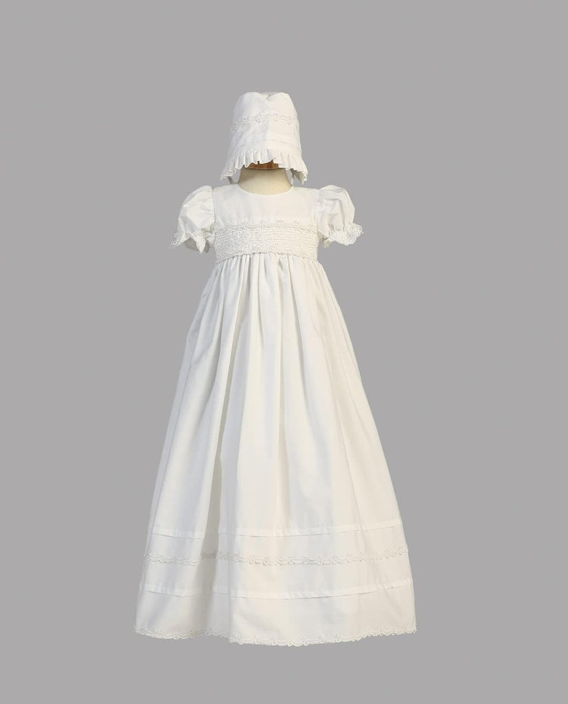 Made in USA - Baby Girl Baptism Dress - Christening Dresses for Baby Girl - Cotton White Baptismal Gown - Vestido de