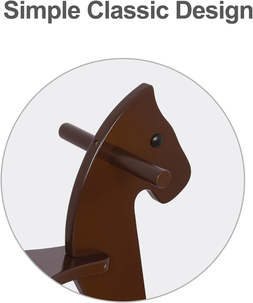 Wooden Rocking Horse, Boy and Girs Ride-On Toy with Foot Pedal