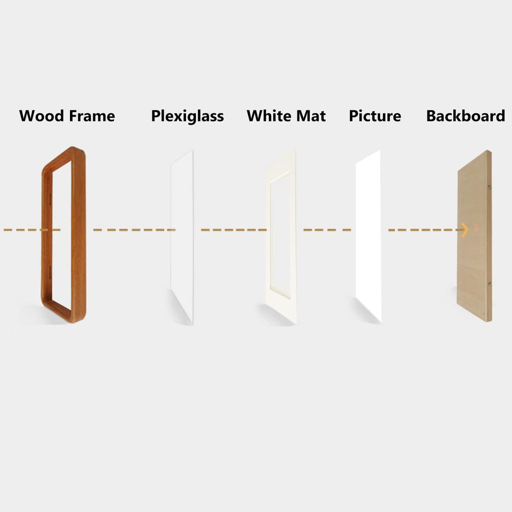 Natural Wood Photo Frames Inspired Tabletop Picture Frame with Mat, Vertical or Horizontal Display (Teak, 5x7 matted