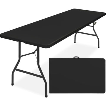 8ft Portable Plastic Folding Table - Indoor & Outdoor Heavy-Duty Foldable Utility Table w/Handle for Party & Camping