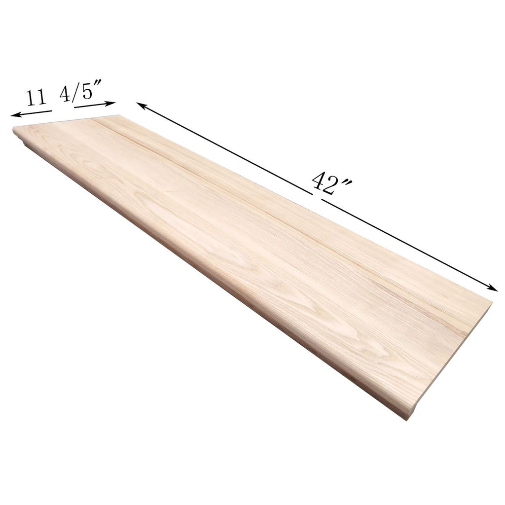 Solid Wood Stair Tread, Wood Stair Tread for Stair Remodel, Retro Fit Tread Kit. Round Nose Profile (Ash Lumber 42" X