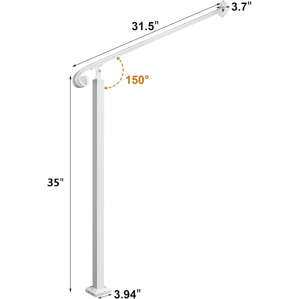 Adjustable Handrail 1-2 Step, Wall Mounted Wrought Iron Handrails