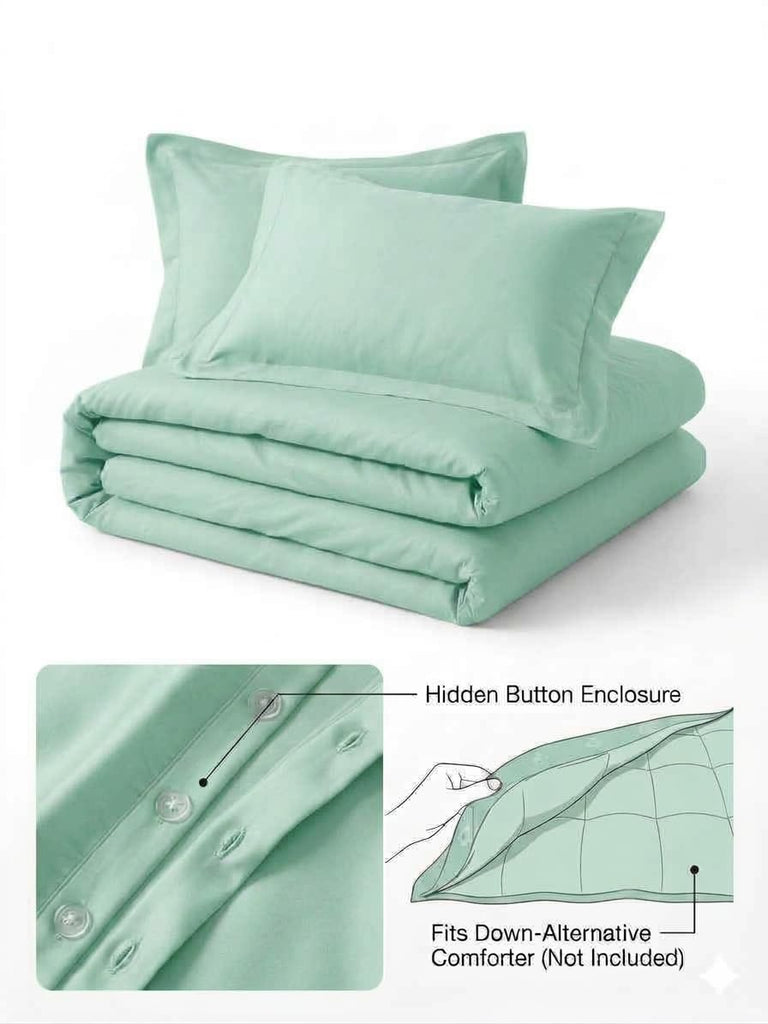 Tradition Silky Soft Viscose from Bamboo King/California 3PC Duvet Cover Set, Sea, Cool and Breathable Comforter