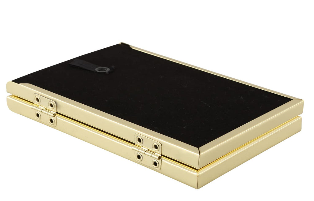 4x6''Hinged Double Simply Gold Metal Picture Frame, Elegant Narrow Plated Metal Photo Frames 4 x 6'' With Soft Touch