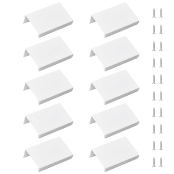 White Mini Finger Edge Pull, 10 PCS Concealed Handle Modern Style Drawer Handle, Right Angle Aluminum Alloy Invisible
