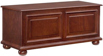 Contemporary MDF Rubberwood Chest, Cherry Finish, 40.5" w x 16.75" d x 18" h, Decorative Molding, Bun Feet, Lined
