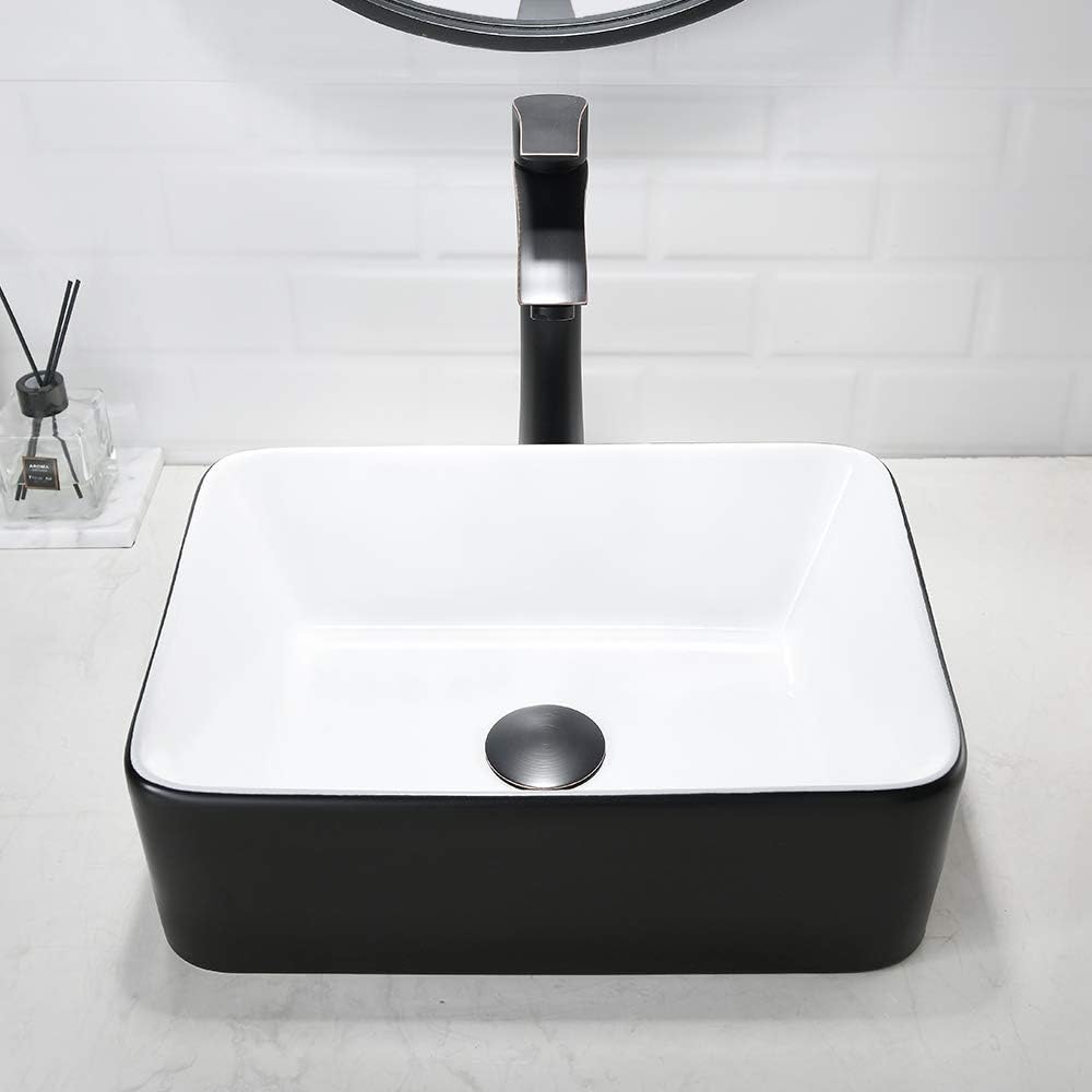 Rectangle Bathroom Sink with Faucet And Drain Combo-VASOYO 19x15 Inch Vessel Sink Above Counter Bathroom Vanity Sinks