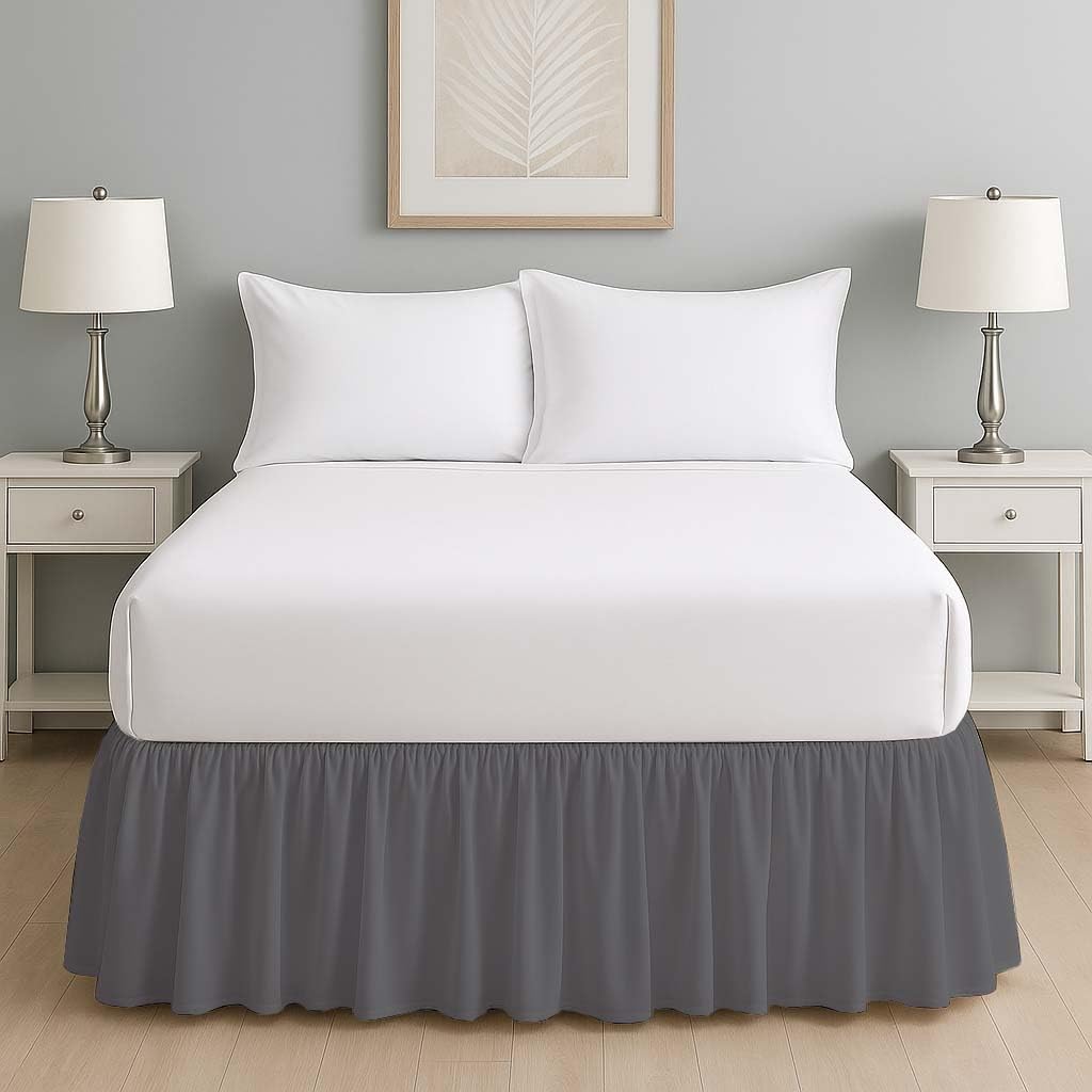 Ruffled Bed Skirt Split Corners with Platform, Tailored Fit Wrinkle Free Ultra-Soft Microfiber Dust Ruffle, Upto 14"