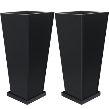 30" Metal Tall Outdoor Planters Set of 2, Durable & Wealtherproof