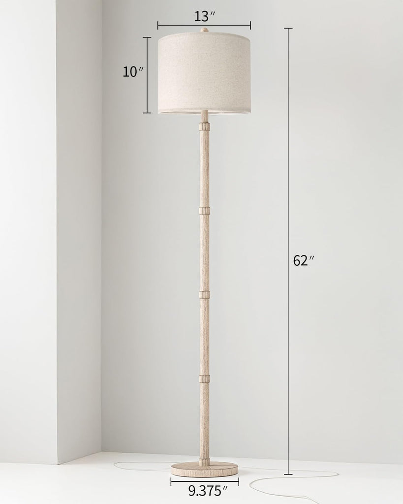 Retro Farmhouse Floor Lamp Rotary Switch, 62" Resin Vintage Floor Lamp, Rustic Tall Floor Lamps, Corner, Bedroom