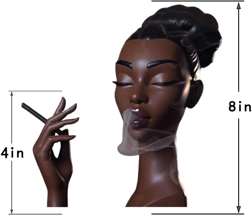 Incense Holder,Black Woman Smoking Head Incense Burner, Sophisticated and Elegant Headscents-Head Incense Burner,Desk