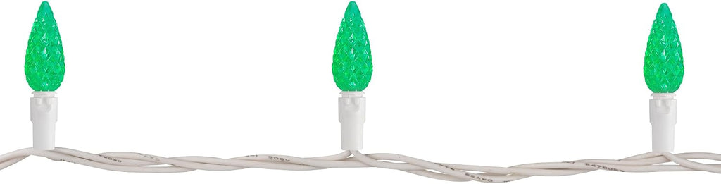 LED C6 Faceted Christmas Lights - Green - 22.5' White Wire - 70ct