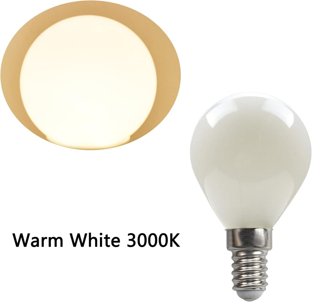 E12 3W LED Light Bulbs G50/G16.5 Globe Light Bulbs 30 Watt Equivalent Warm White 3000K E12 Candelabra Base Glass