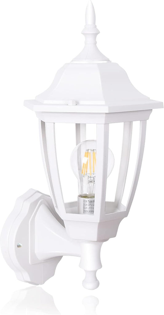 Outdoor Wall Lantern, Exterior Waterproof Wall Sconce Light Fixture, White Front Porch Light Wall Mount for Garage