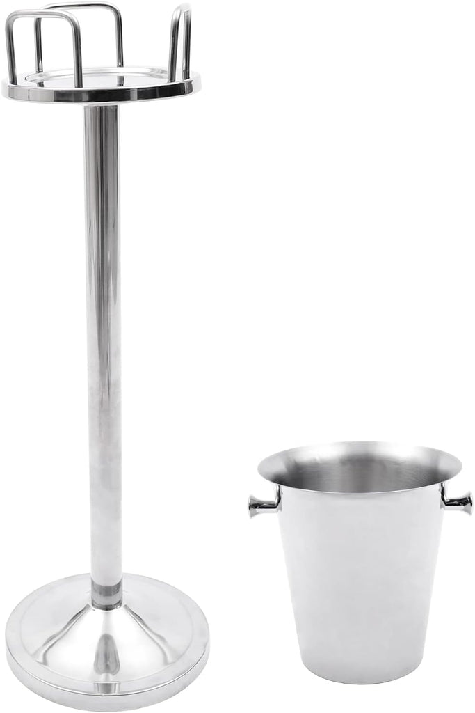 Ice Bucket With Stand, 5L/1.1GAL Stainless Steel Standing Champagne Ice Bucket Ices Cube Container Chiller Wine