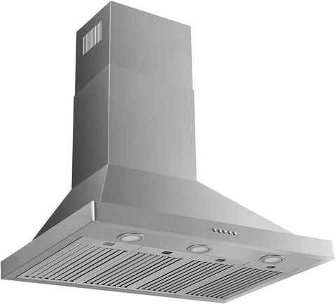 48 Inch Stainless Steel Wall Mount Range Hood 1500 CFM 3 Speed Convertible Ducted/Ductless Dual Motors, ETL Listed