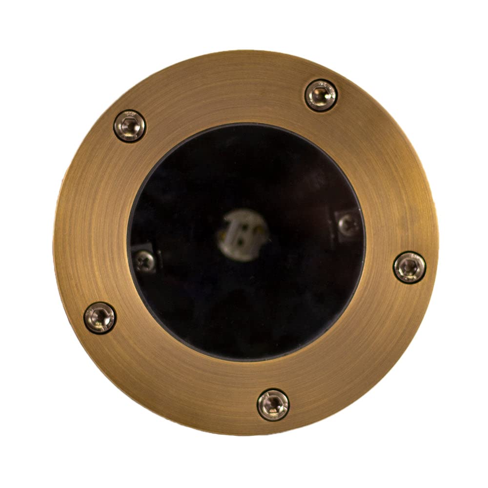 12V In-Ground Light (Brass Top) with PVC Sleeve & 5W 2700K MR16 LED Bulb