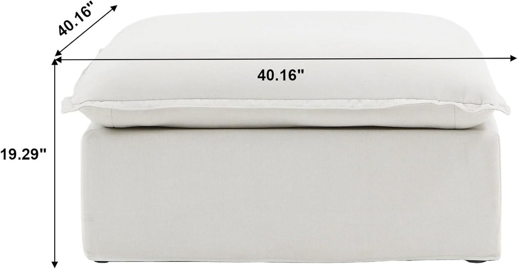 Ottoman Module for Living Room, Cushion Covers Removable, Minimalist Comfy Breathable Ottoman Footstool Paired with Sofa for Living Room Apartment, White A124-B0D129Z1H4