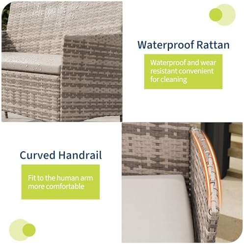 4-Piece PE Rattan Outdoor Patio Furniture Set - Conversation | All-Weather Resistant for Patio, Garden & Porch