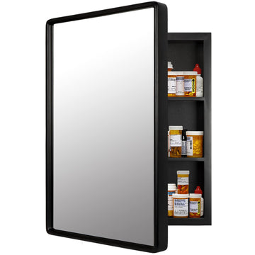 Medicine Cabinet Mirror, 24''x16'' Farmhouse Wood Frame Bathroom Medicine Cabinet with Mirror, Vanity Mirrors Recess