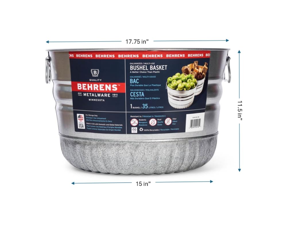 Galvanized Bushel Basket (2 Bushels)