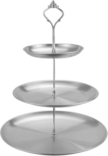 Stainless Steel 3 Tier Cupcake Stand, Tiered Trays Three Layer Cake Stand 3 Tier Serving Tray Platters for Pastry