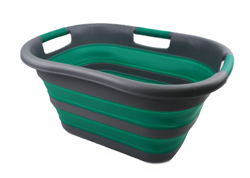 30L (7.9 gallon) Collapsible Plastic Laundry Basket - Foldable Pop Up Storage Container/Organizer - Portable Washing