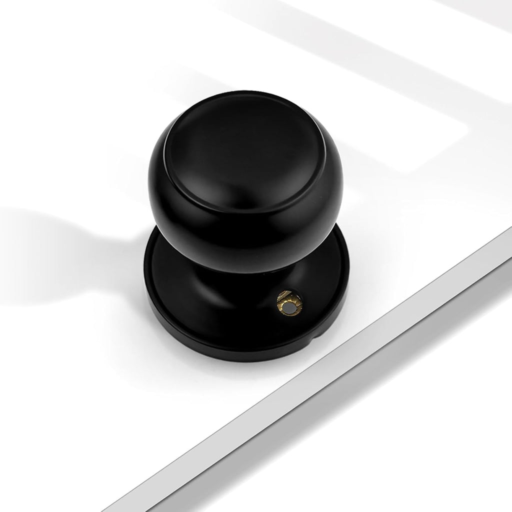 2 Pack Single Side Dummy Knobs, Matte Black Finish, Non-Turning Inactive Interior Door Handles, French Door Pulls