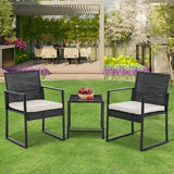 3-Piece Rattan Outdoor Patio Furniture Set - Bistro for Patio, Garden & Porch