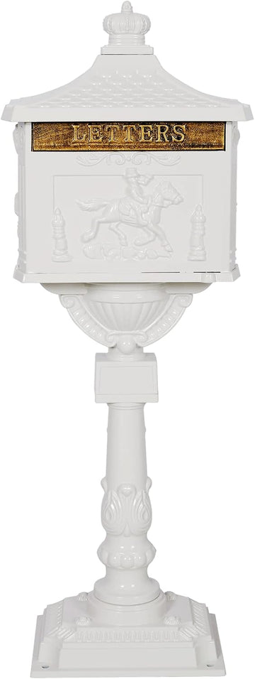 Classic White Cast Aluminum Mailbox & Postal Box