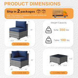 7-Piece PE Rattan Outdoor Patio Furniture Set | Grey All-Weather Resistant for Backyard, Garden & Porch