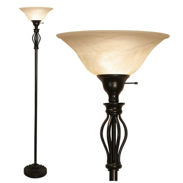 Torchiere Floor Lamp, 72" Bronze Standing Lamp