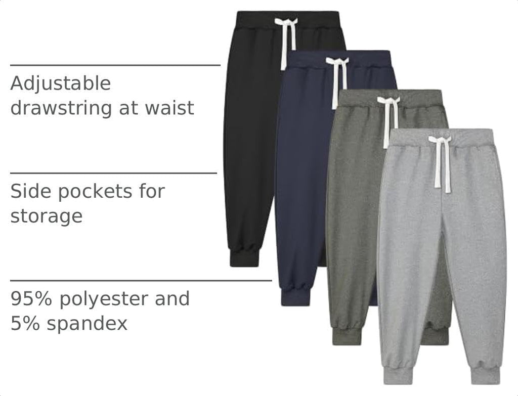 4 Pack Boys Sweatpants Toddler Pants Kids Athletic Joggers